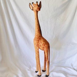 Vintage Hand Carved Wooden Giraffe